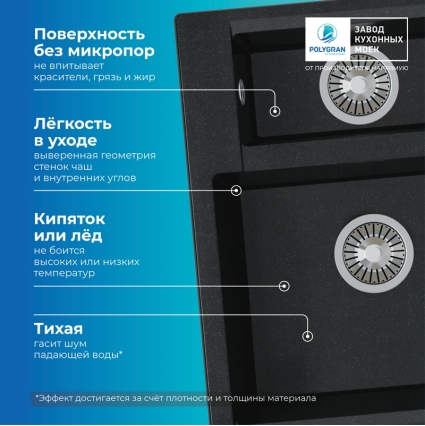 Мойка кухонная POLYGRAN BRIG 620 (космос №316)